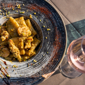 paccheri gamberi e pesto